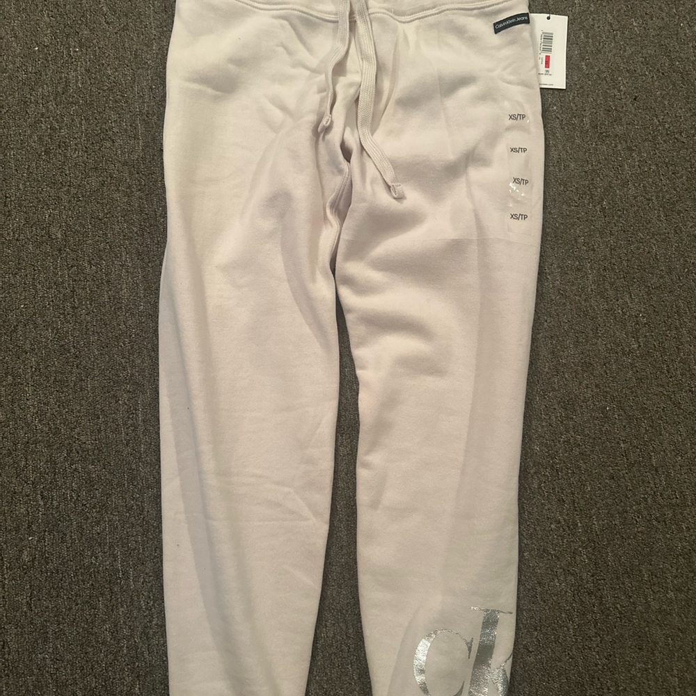 Tan Calvin Klein Joggers with Silver Accents